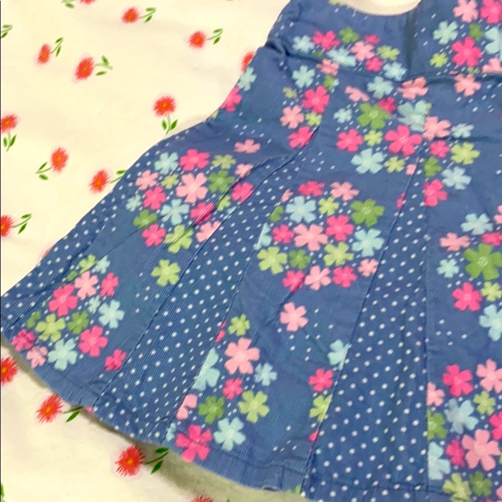Gymboree blue corduroy skirt with polka dots